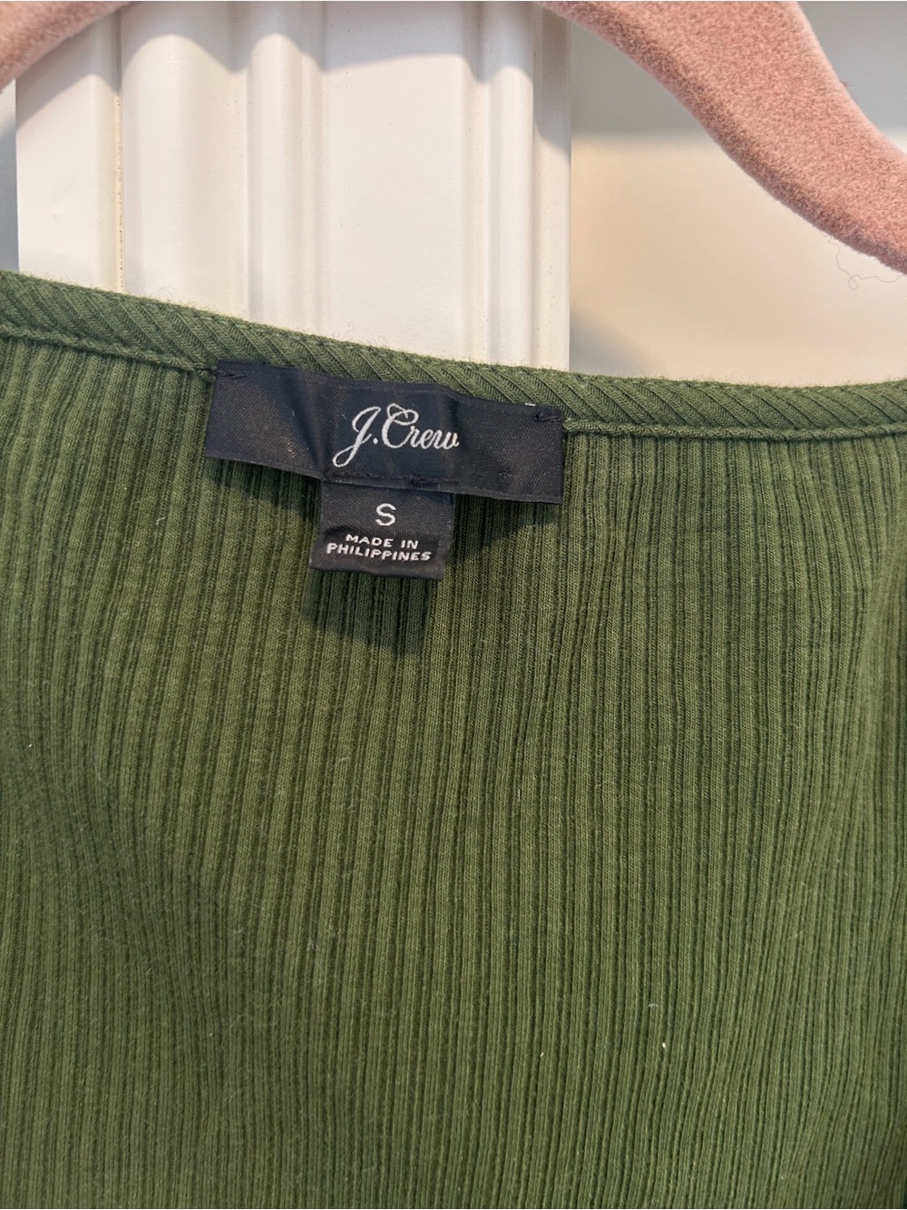 J Crew Olive Green Ruffle-Trim Ribbed Tank Top - Picture 3 of 3